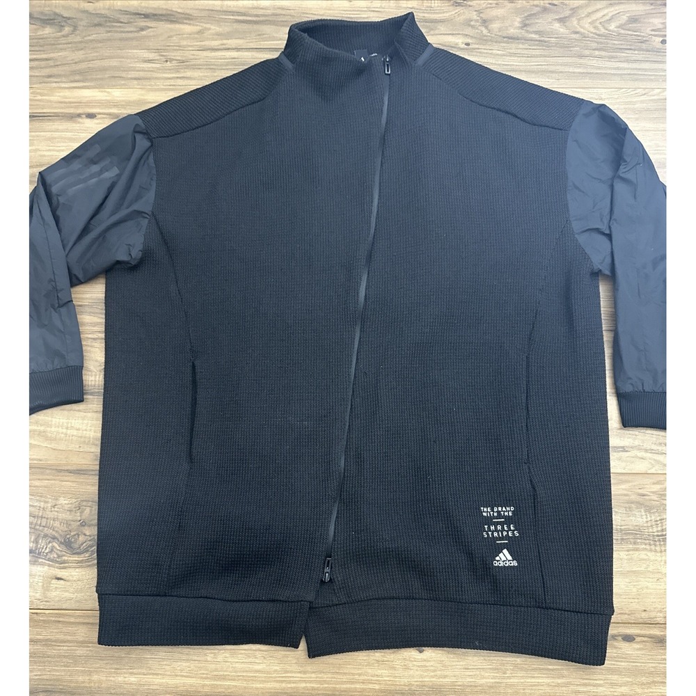 Adidas Men's Knitted Sweater Size XL‎ Full Zip Black Long